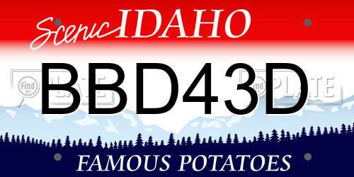 BBD43D Idaho License Plate