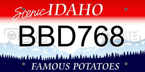 BBD768 Idaho License Plate