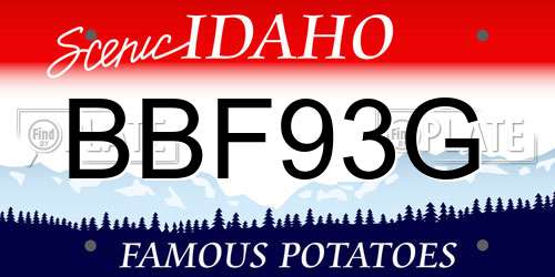 BBF93G Idaho License Plate
