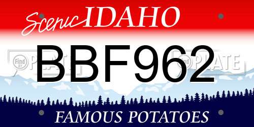 BBF962 Idaho License Plate