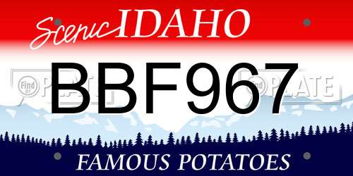 BBF967 Idaho License Plate