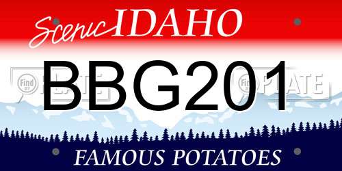 BBG201 Idaho License Plate