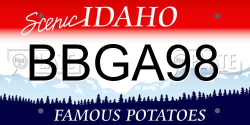 BBGA98 Idaho License Plate