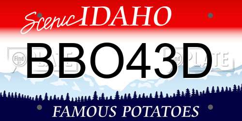 BBO43D Idaho License Plate
