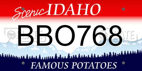BBO768 Idaho License Plate