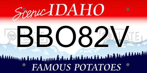 BBO82V Idaho License Plate