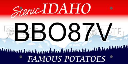 BBO87V Idaho License Plate
