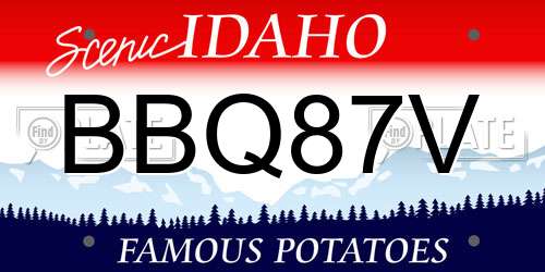 BBQ87V Idaho License Plate