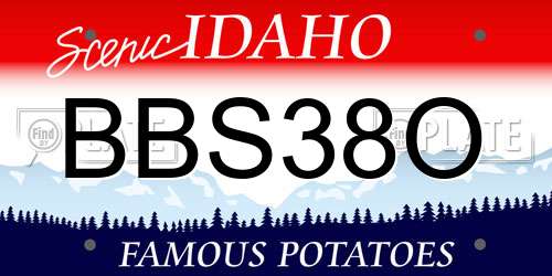 BBS38O Idaho License Plate