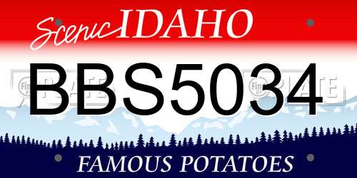 BBS5034 Idaho License Plate