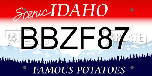 BBZF87 Idaho License Plate