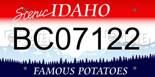 BC07122 Idaho License Plate