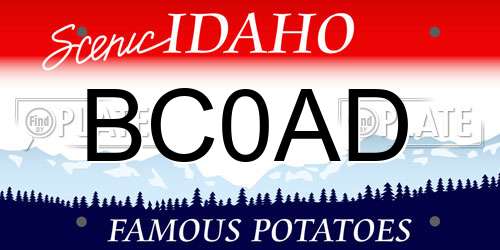 BC0AD Idaho License Plate