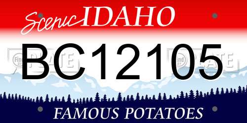 BC12105 Idaho License Plate