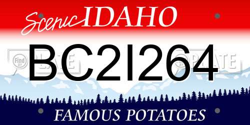 BC2I264 Idaho License Plate
