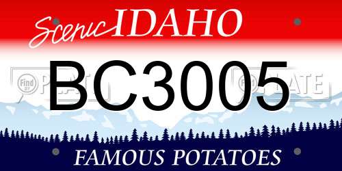 BC3005 Idaho License Plate