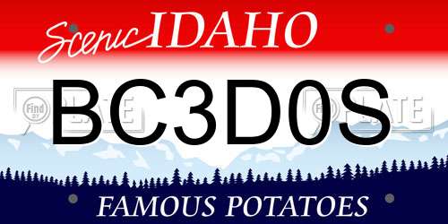 BC3D0S Idaho License Plate
