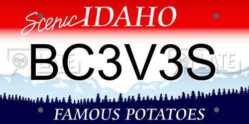 BC3V3S Idaho License Plate