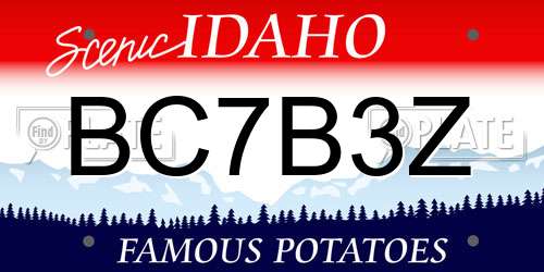 BC7B3Z Idaho License Plate