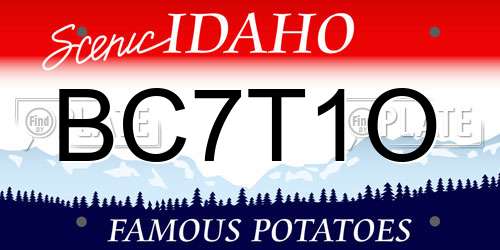 BC7T1O Idaho License Plate