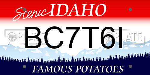 BC7T6I Idaho License Plate