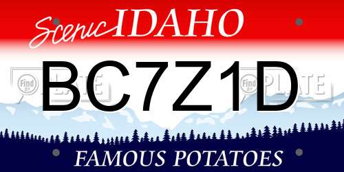 BC7Z1D Idaho License Plate