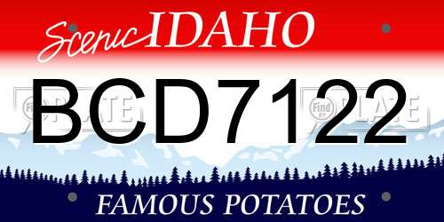 BCD7122 Idaho License Plate