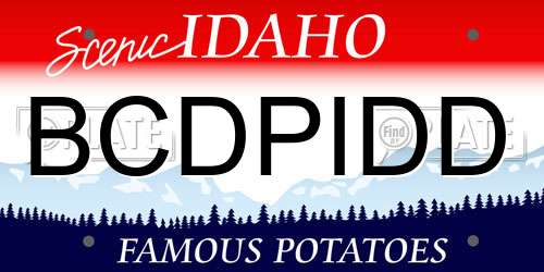 BCDPIDD Idaho License Plate
