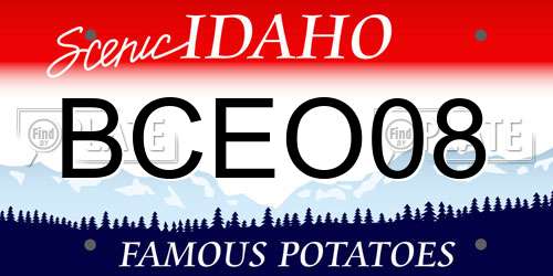 BCEO08 Idaho License Plate