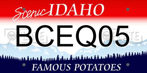 BCEQ05 Idaho License Plate
