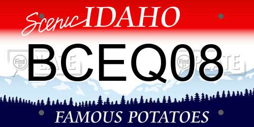 BCEQ08 Idaho License Plate