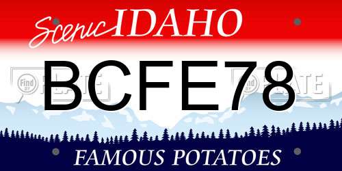 BCFE78 Idaho License Plate