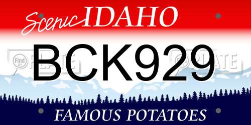 BCK929 Idaho License Plate