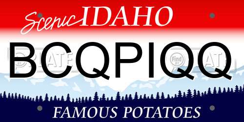 BCQPIQQ Idaho License Plate
