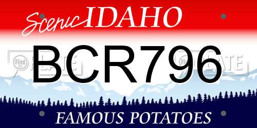 BCR796 Idaho License Plate