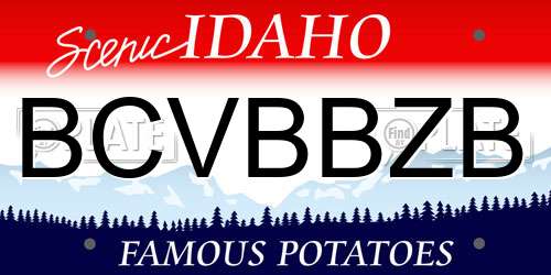 BCVBBZB Idaho License Plate