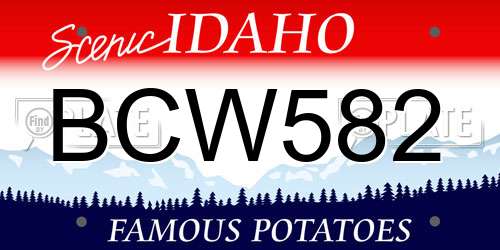 BCW582 Idaho License Plate