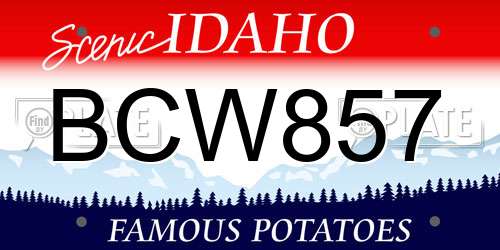 BCW857 Idaho License Plate