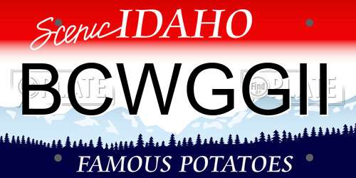 BCWGGII Idaho License Plate