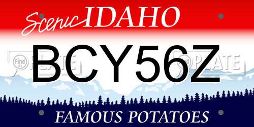 BCY56Z Idaho License Plate