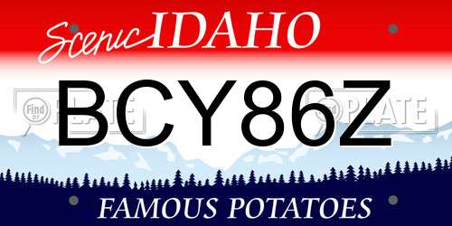 BCY86Z Idaho License Plate