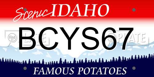 BCYS67 Idaho License Plate
