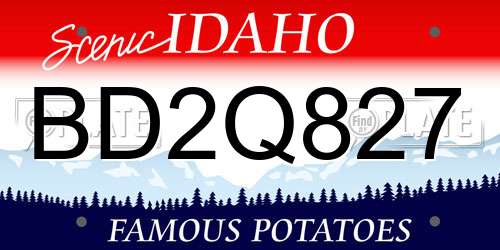 BD2Q827 Idaho License Plate