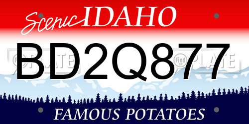 BD2Q877 Idaho License Plate