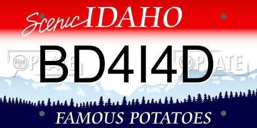 BD4I4D Idaho License Plate