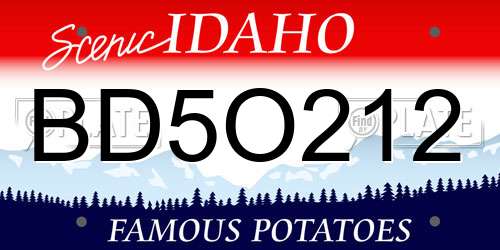 BD5O212 Idaho License Plate