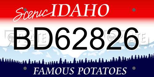 BD62826 Idaho License Plate