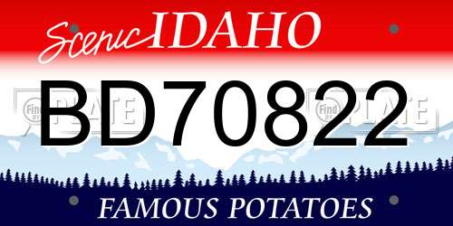 BD70822 Idaho License Plate