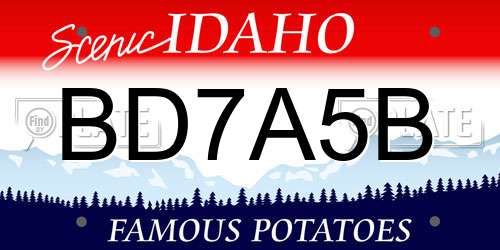 BD7A5B Idaho License Plate