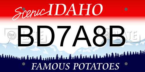 BD7A8B Idaho License Plate